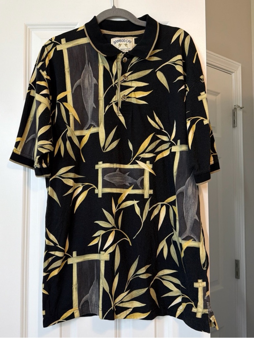 BAMBOO CAY Black & Tan Bamboo-Print Polo